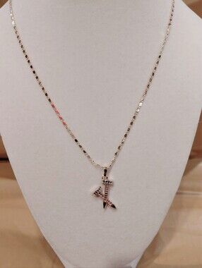 Gold Cross and Nail Pendant Necklace -multi color Stones